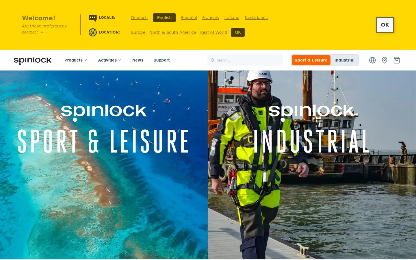 Screenshot of spinlock.co.uk