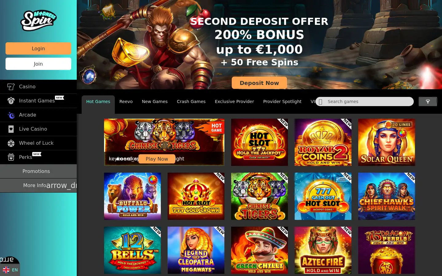 Screenshot of spinmadness.com