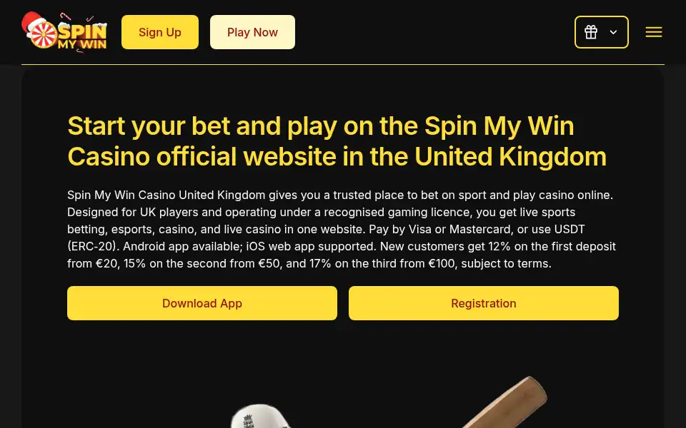 Screenshot of spinmywin-casino.uk