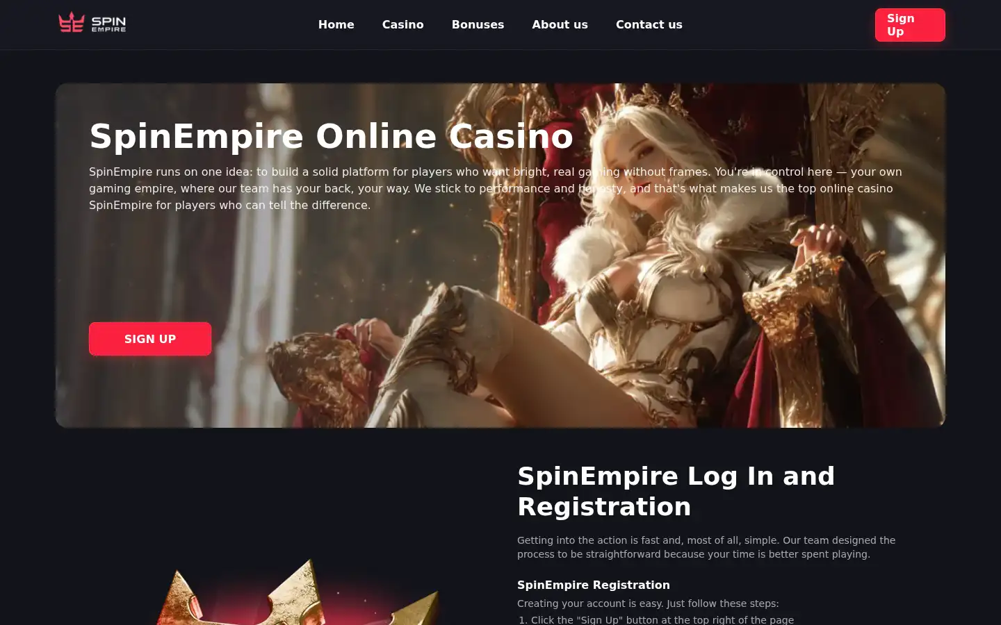 Screenshot of spinnempire.com