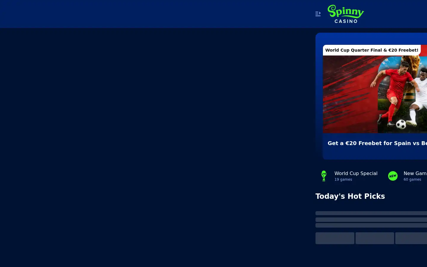 Screenshot of spinnycasino.com