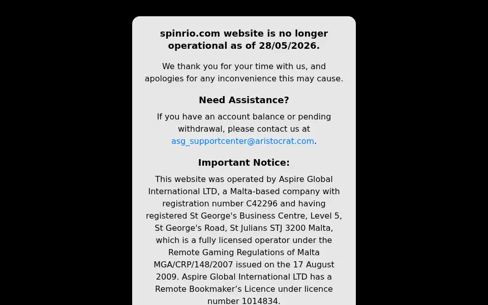 Screenshot of spinrio.com