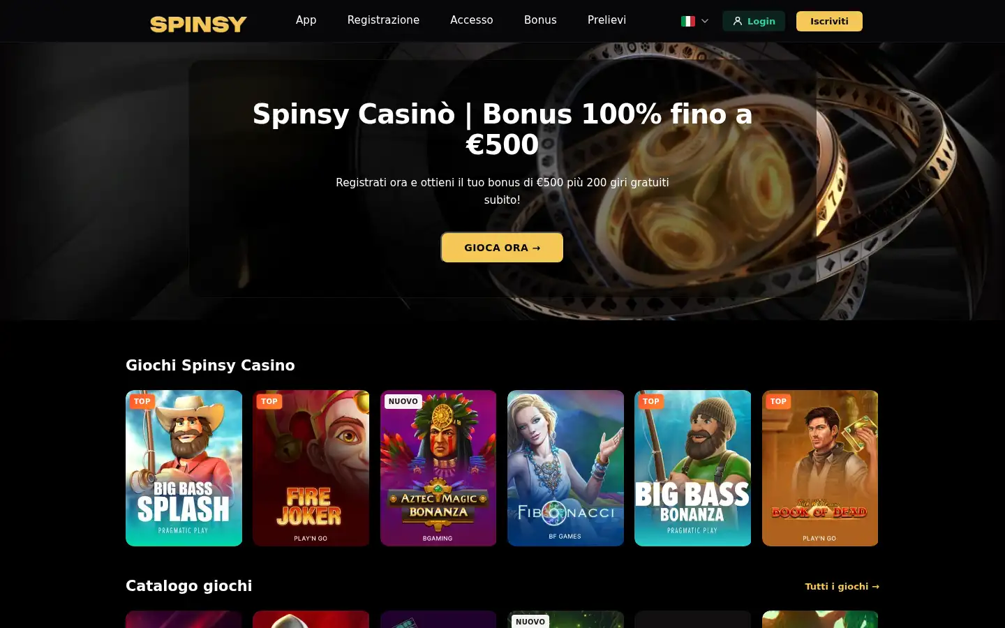 Screenshot of spinsycasino.it.com