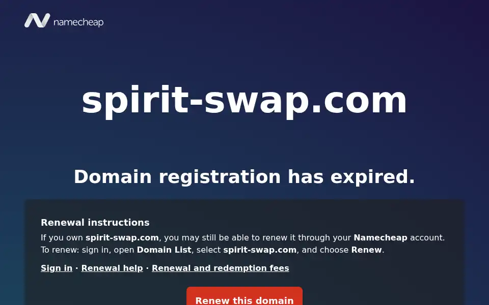 Screenshot of spirit-swap.com