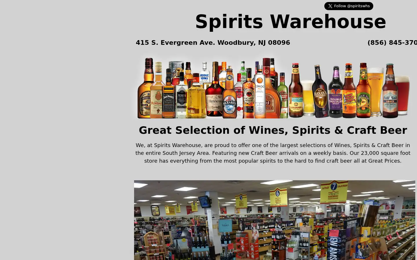Screenshot of spiritswarehouse.com