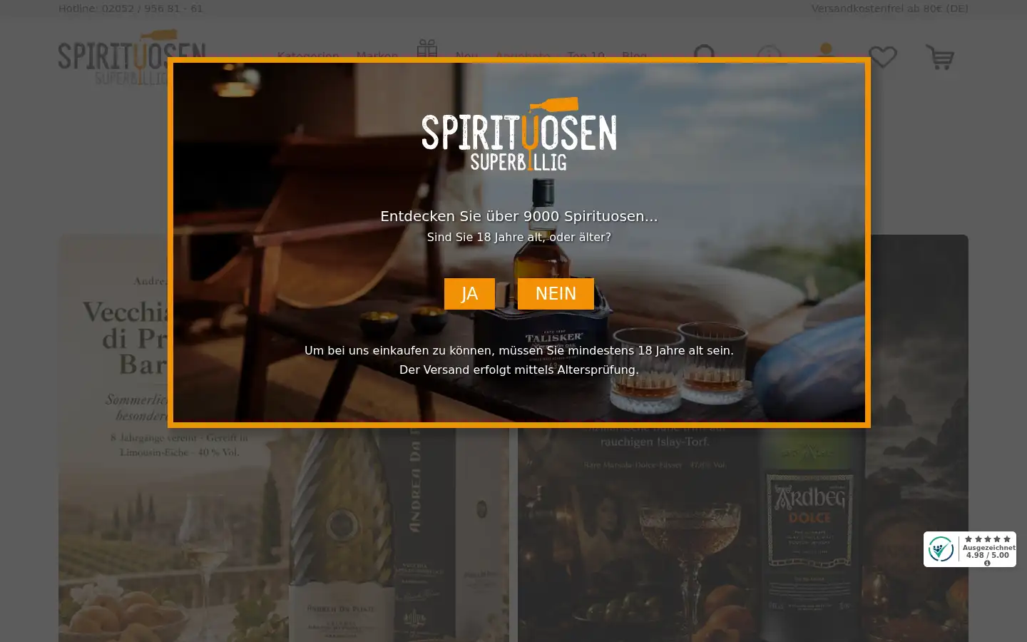 Screenshot of spirituosen-superbillig.de