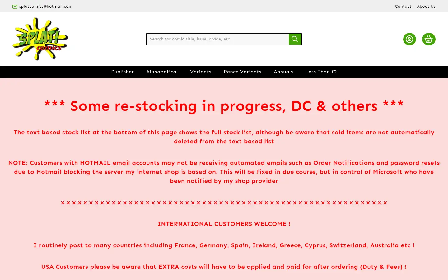 Screenshot of splatcomics.com