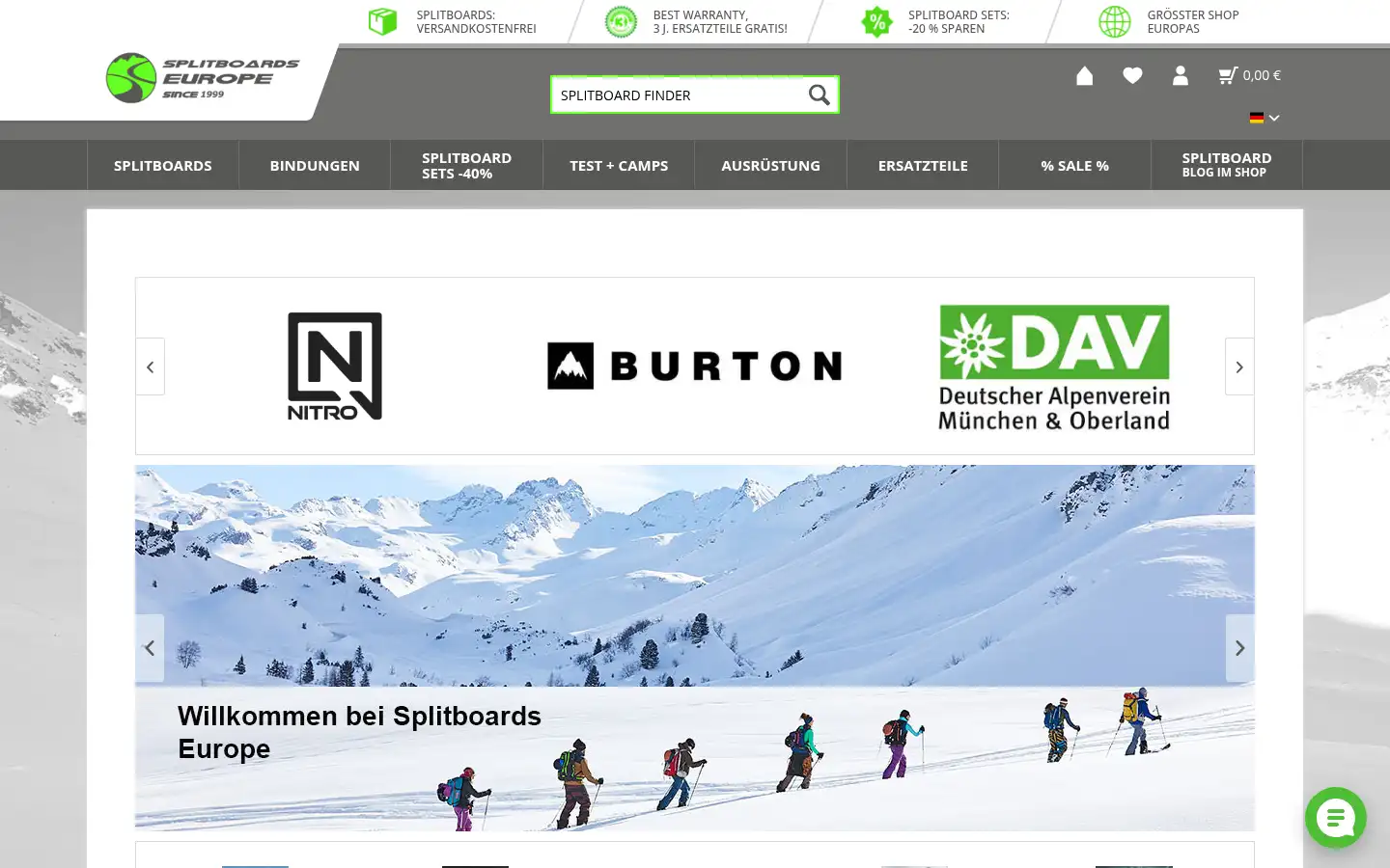 Screenshot of splitboards.eu