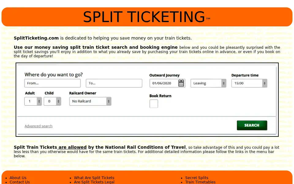 Screenshot of splitticketing.com