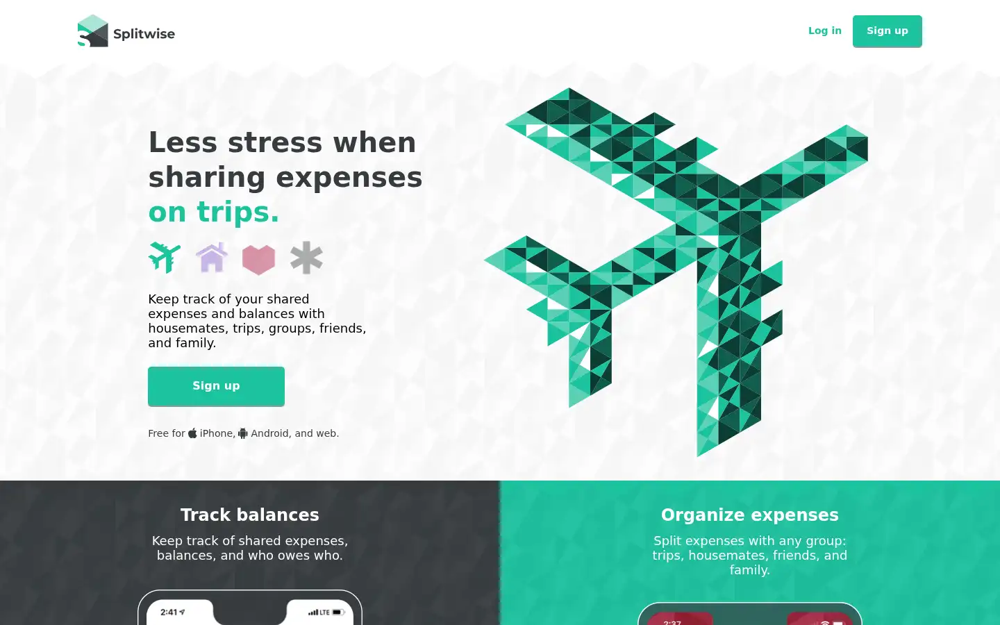 Screenshot of splitwise.com