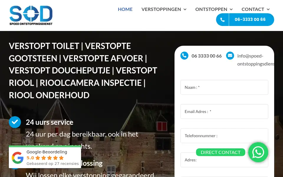 Screenshot of spoed-ontstoppingsdienst.nl