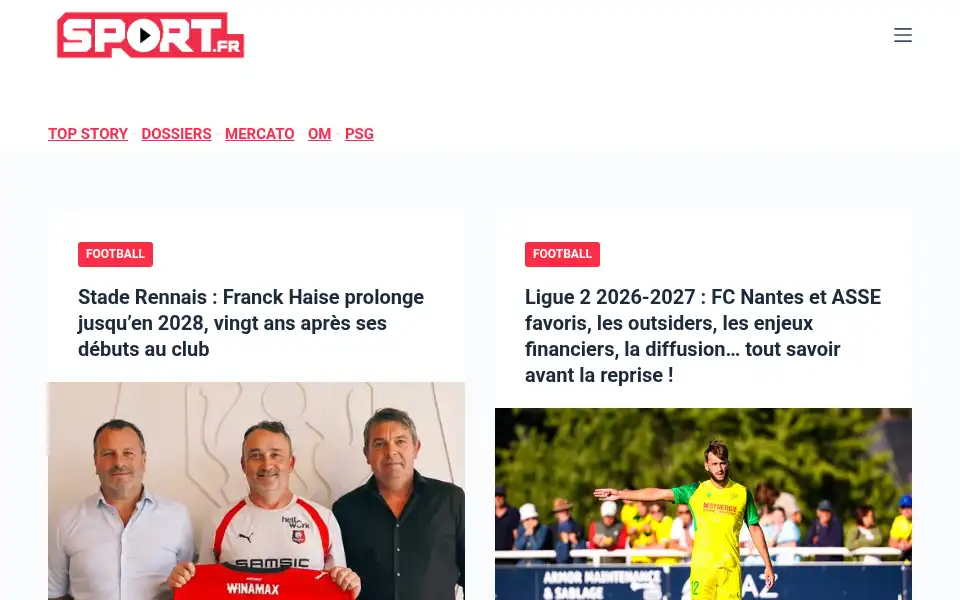 Screenshot of sport.fr