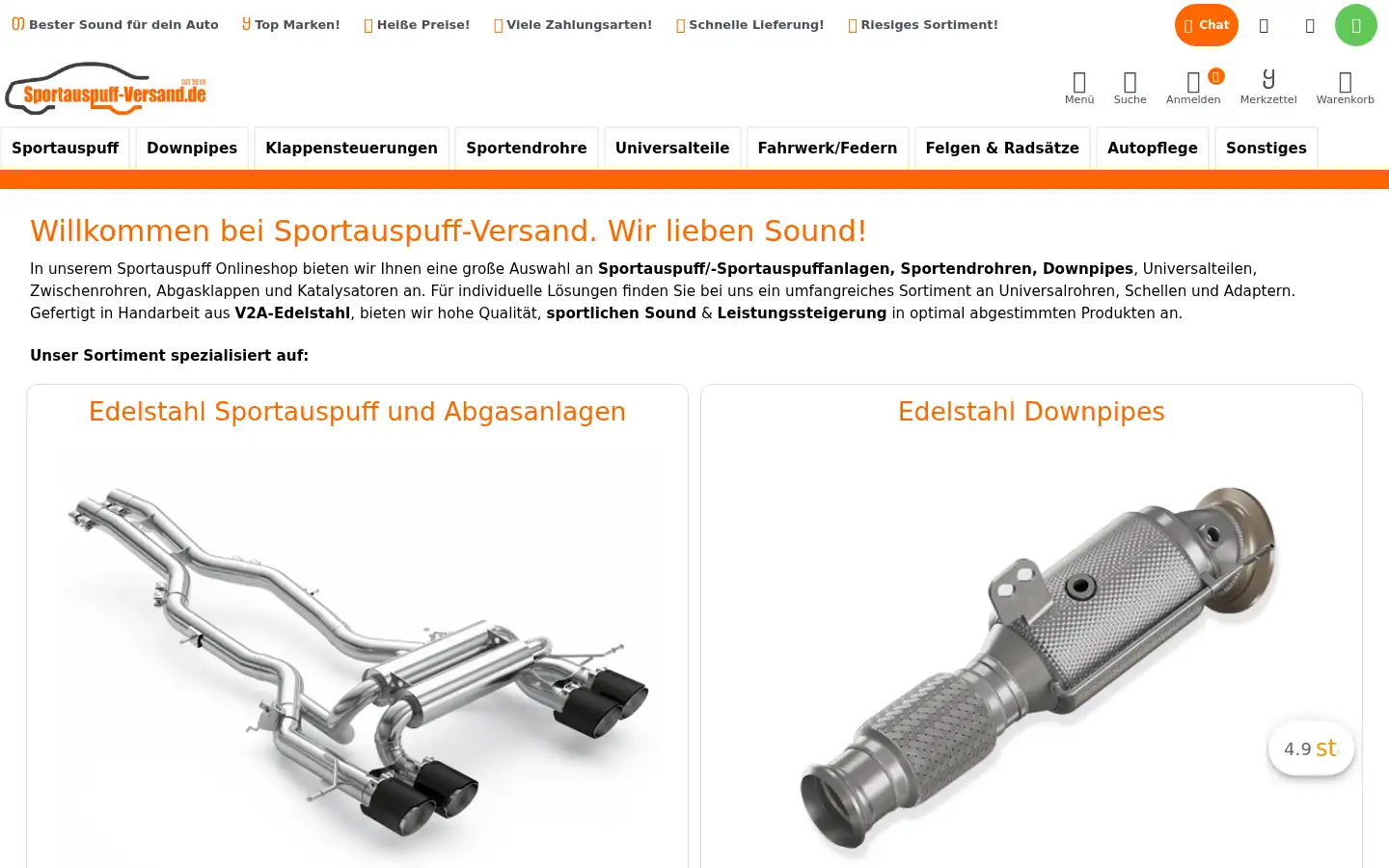 Screenshot of sportauspuff-versand.de