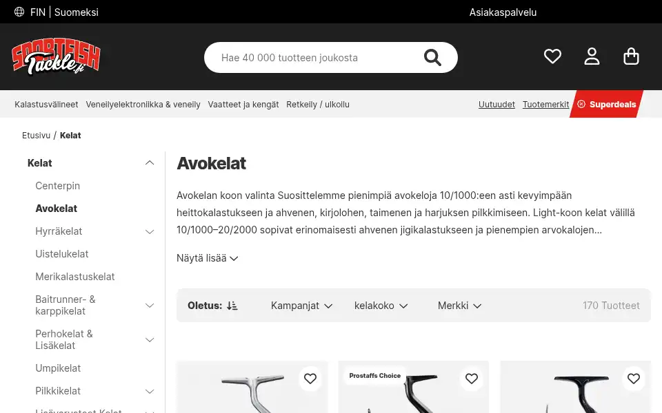 Screenshot of sportfishtackle.fi