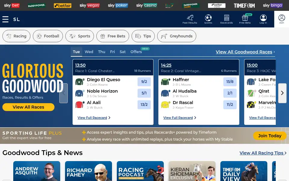 Screenshot of sportinglife.com