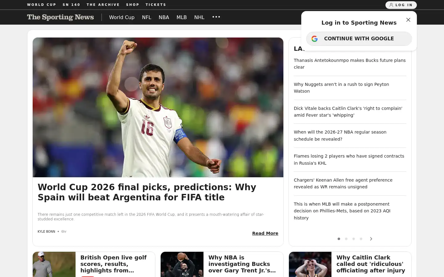Screenshot of sportingnews.com