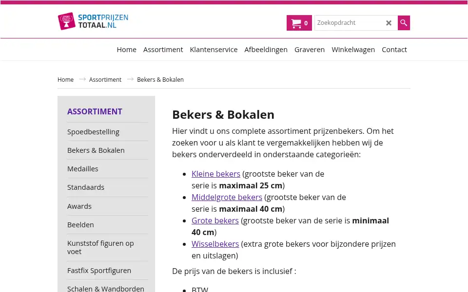 Screenshot of sportprijzentotaal.nl