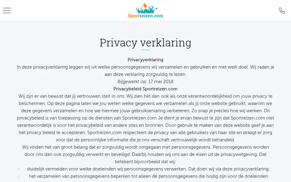 Screenshot of sportreizen.com