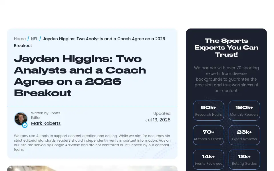 Screenshot of sportscasting.com