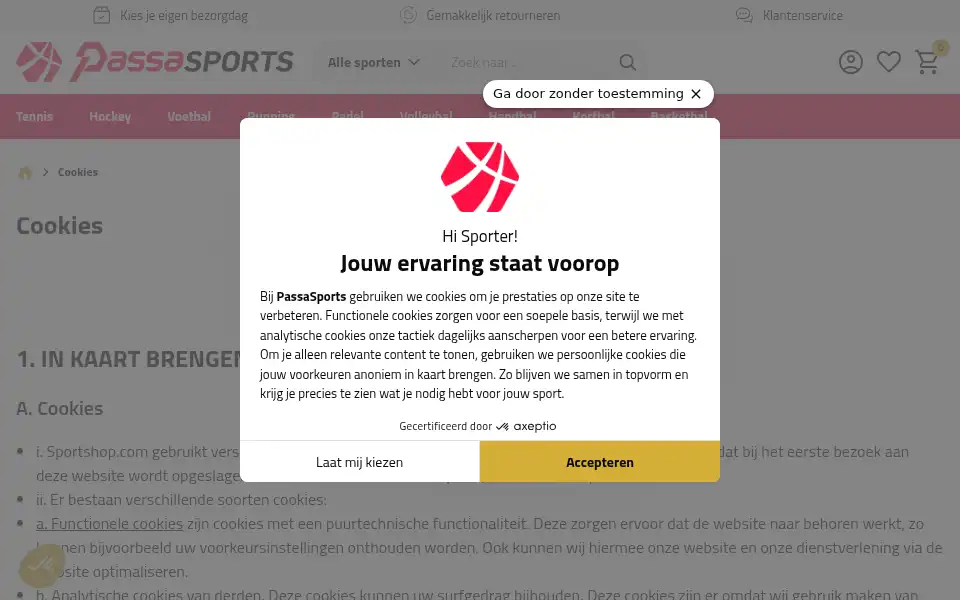Screenshot of sportshop.nl
