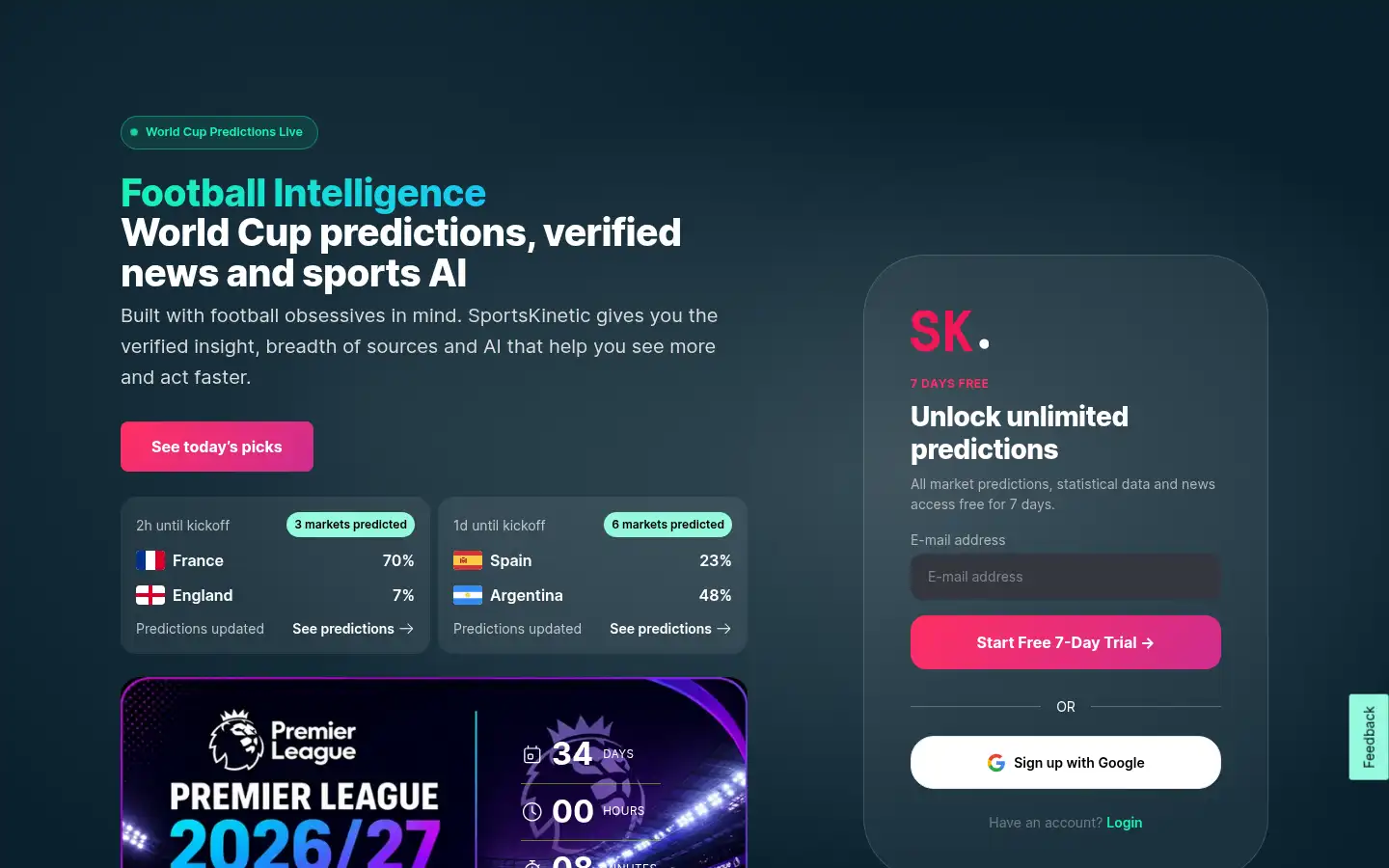 Screenshot of sportskinetic.ai