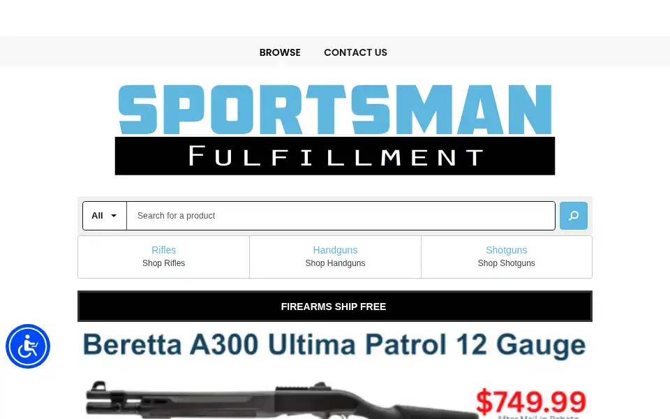 Screenshot of sportsmanfulfillment.com