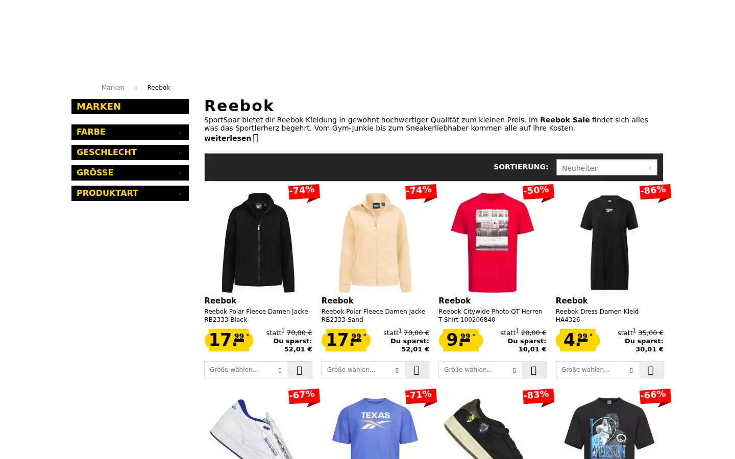Screenshot of sportspar.de