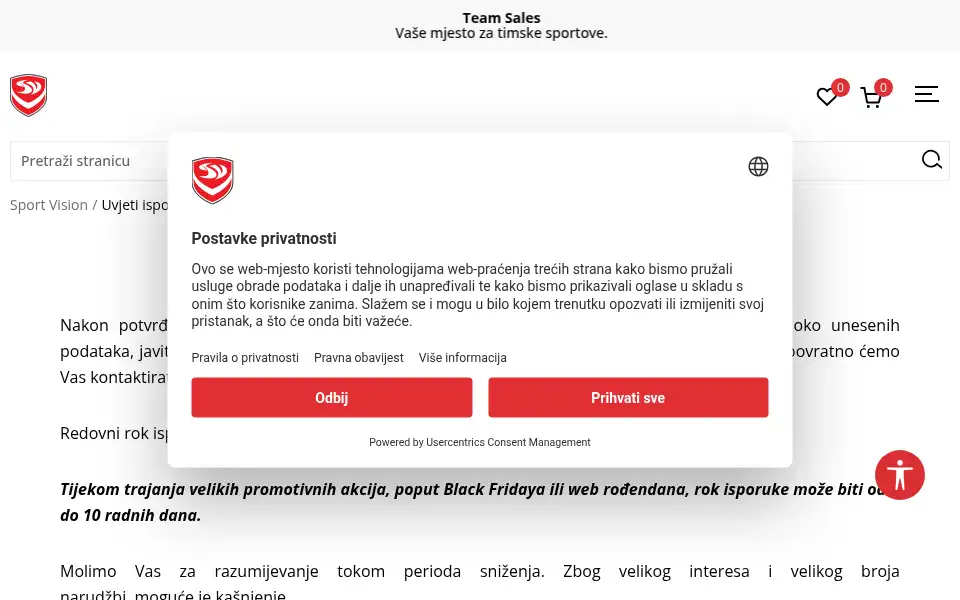 Screenshot of sportvision.hr