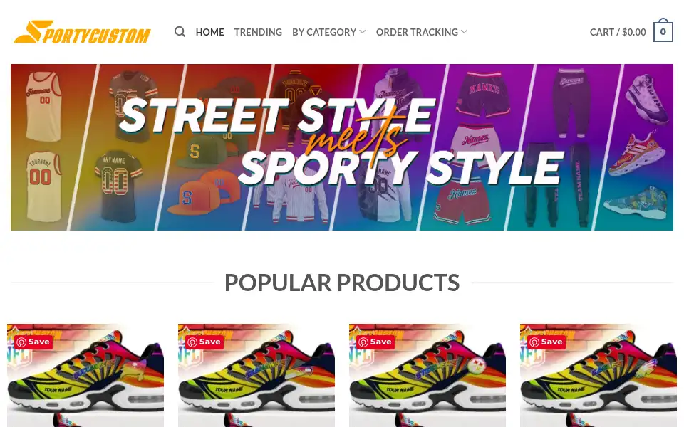 Screenshot of sportycustom.com