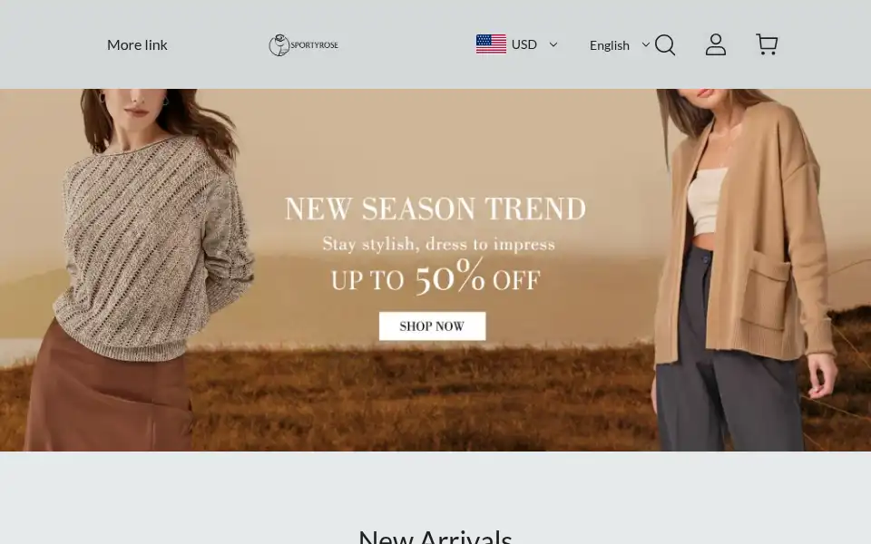 Screenshot of sportyrose.com