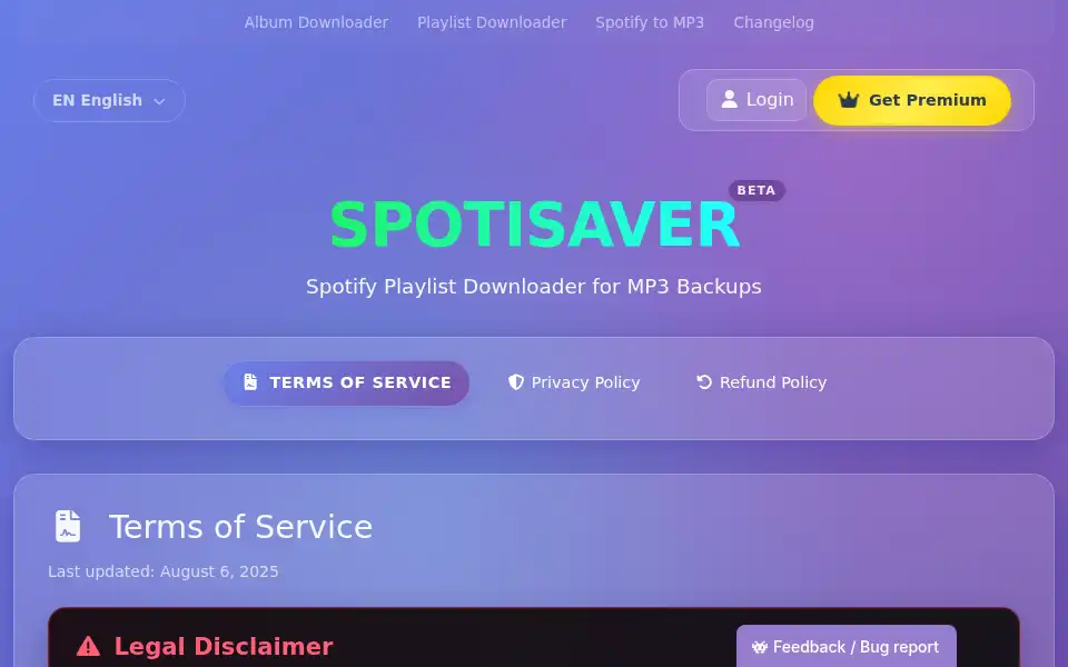 Screenshot of spotisaver.net