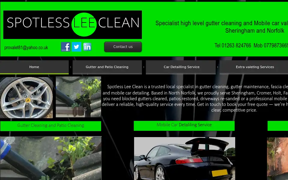 Screenshot of spotlessleeclean.co.uk