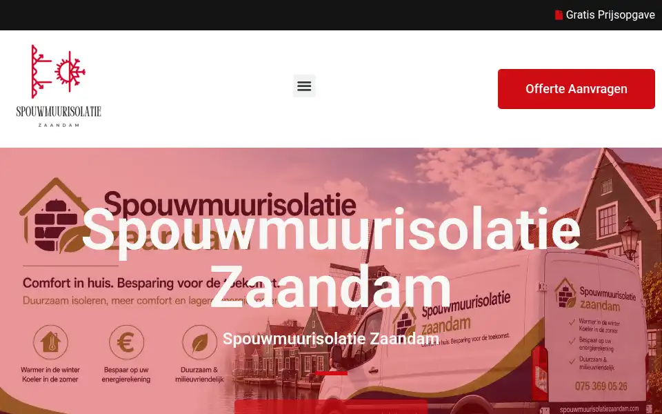 Screenshot of spouwmuurisolatiezaandam.com