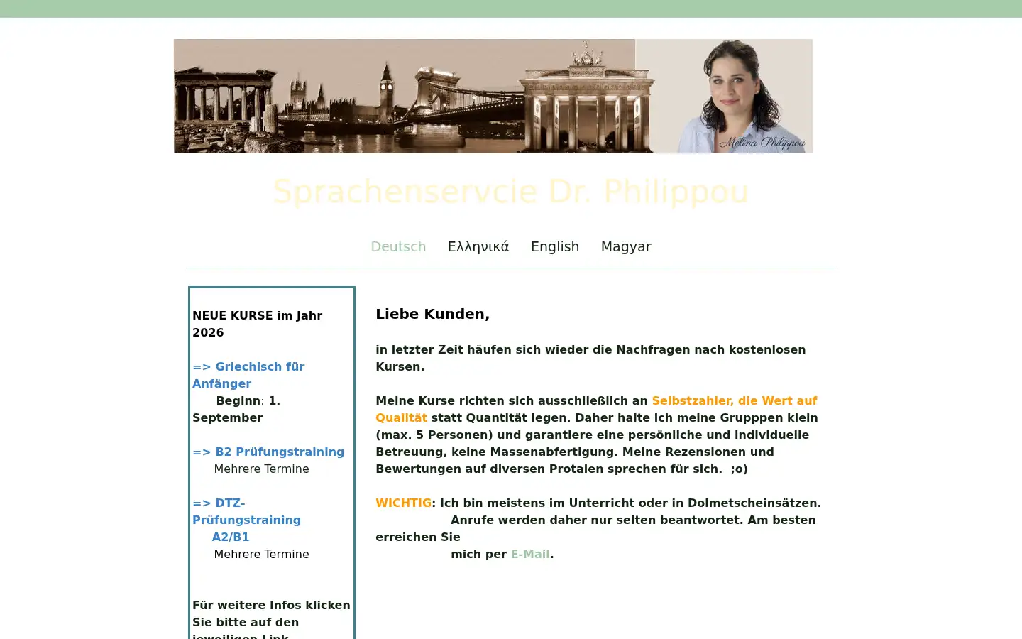 Screenshot of sprachenservice-philippou.de