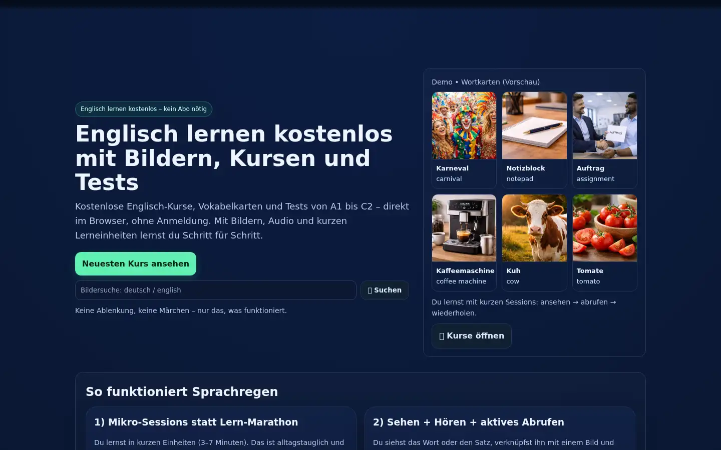 Screenshot of sprachregen.de