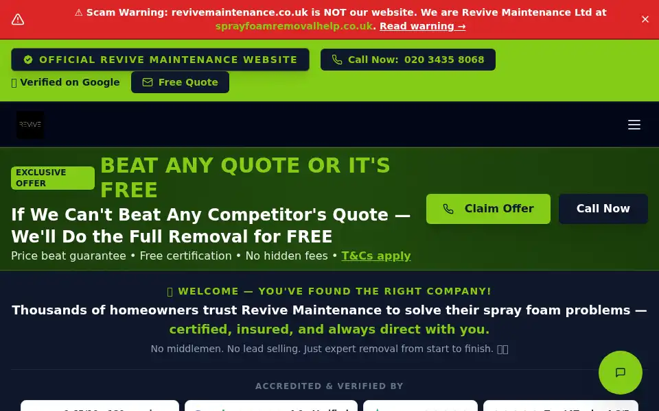 Screenshot of sprayfoamremovalhelp.co.uk