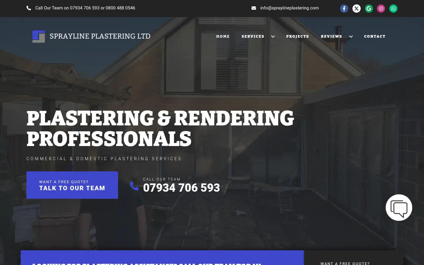 Screenshot of spraylineplastering.com