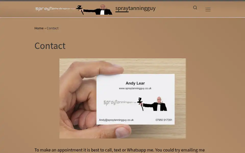 Screenshot of spraytanningguy.co.uk