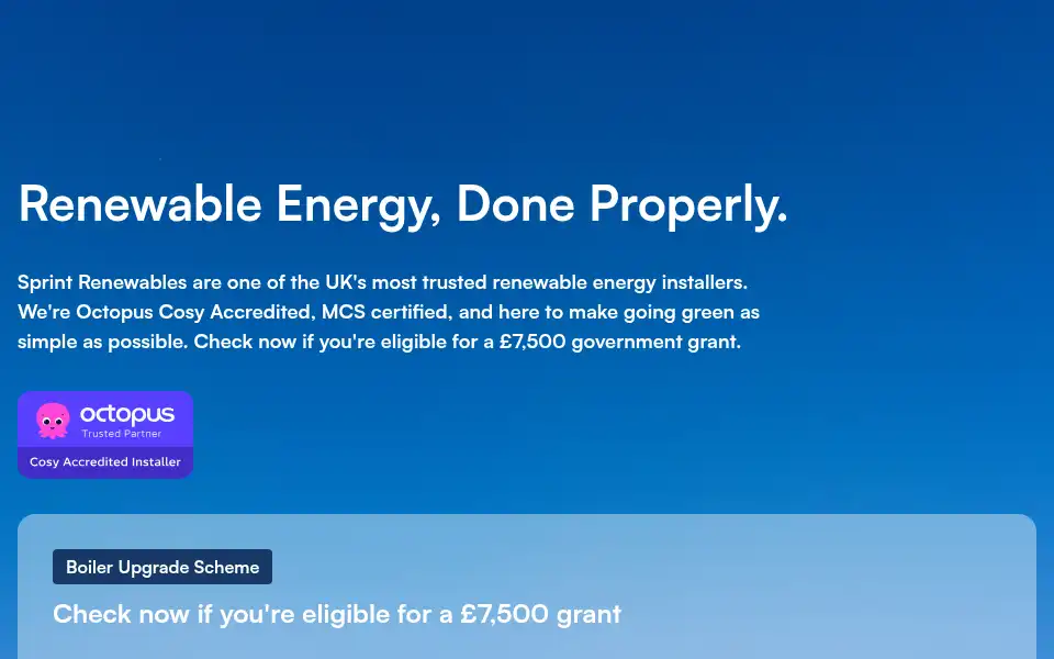 Screenshot of sprintrenewables.co.uk
