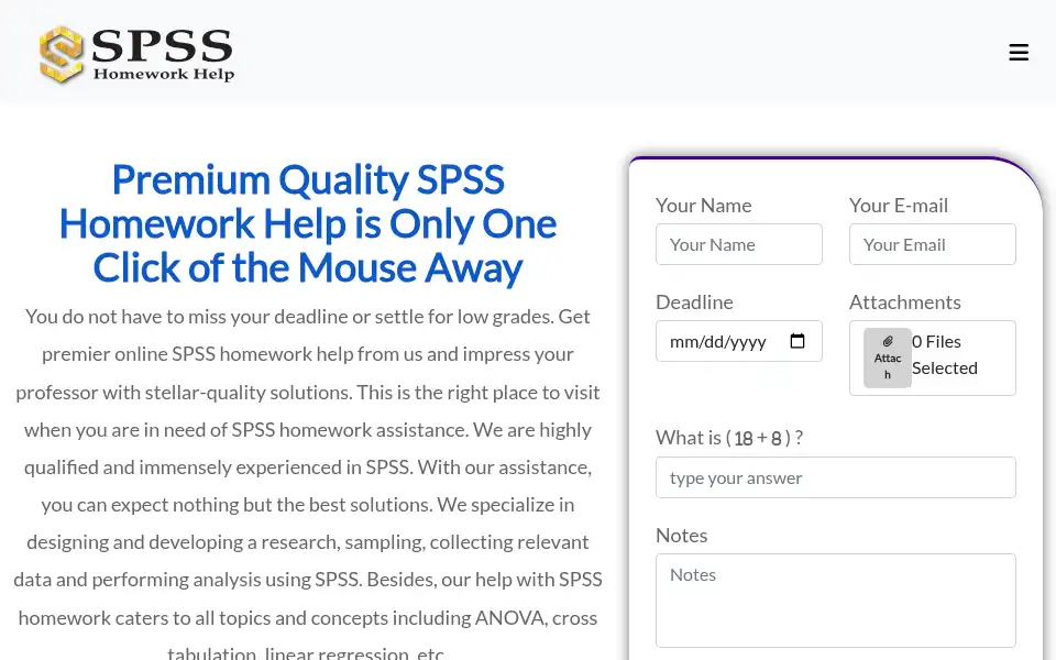 Screenshot of spsshomeworkhelp.com