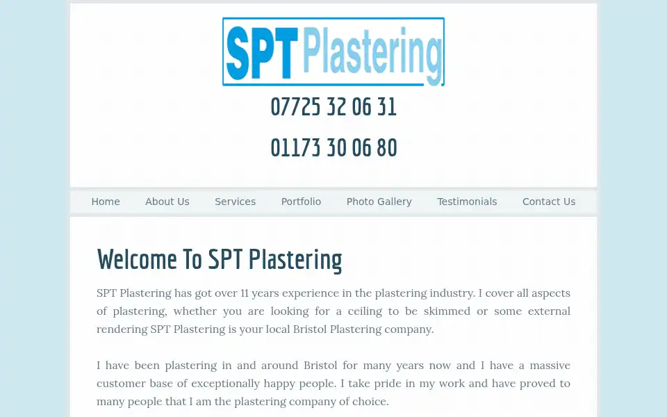 Screenshot of sptplastering.co.uk