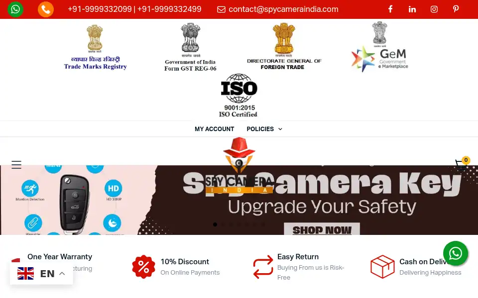 Screenshot of spycameraindia.com