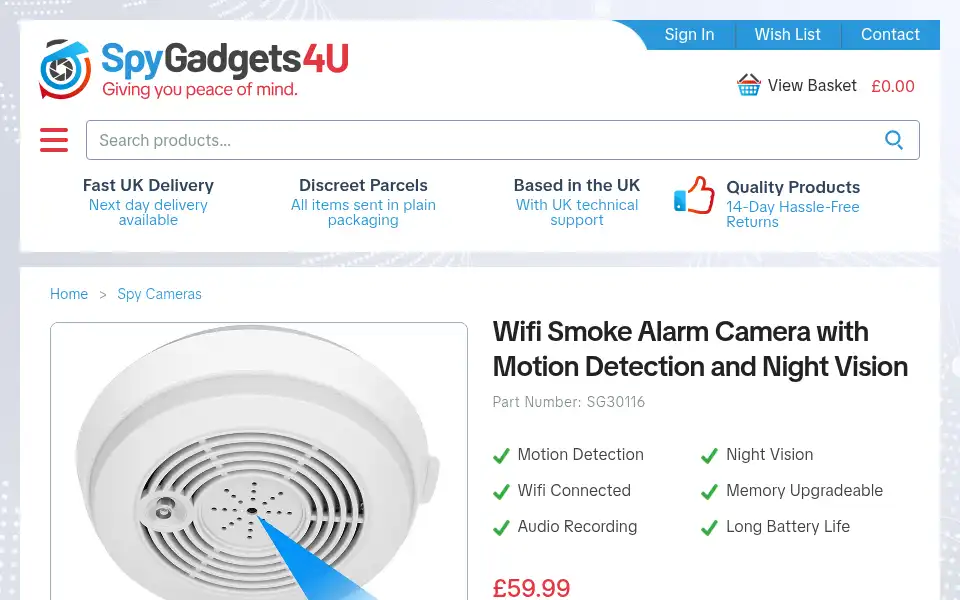 Screenshot of spygadgets4u.co.uk