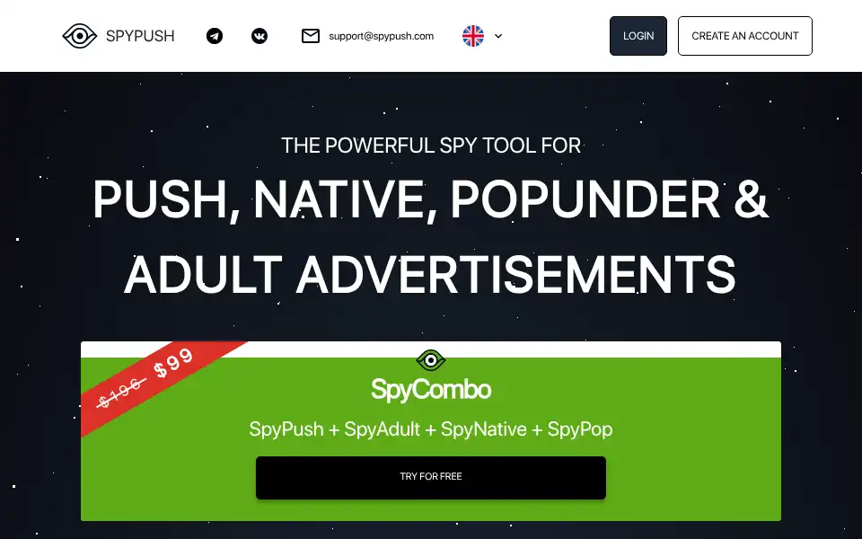 Screenshot of spypush.com