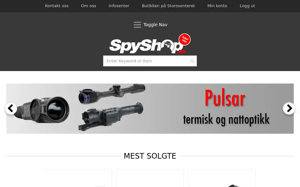 Screenshot of spyshop.no