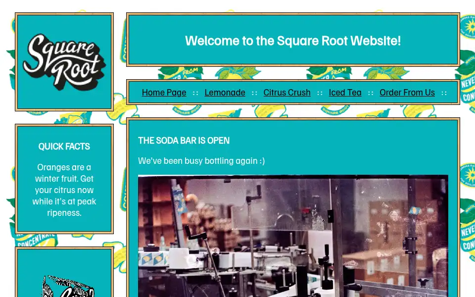 Screenshot of squarerootsoda.com