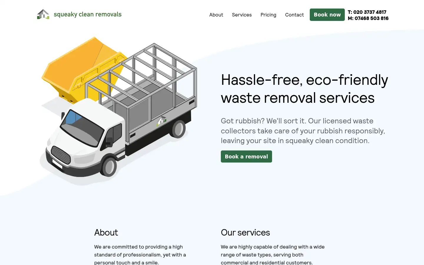 Screenshot of squeakycleanremovals.com