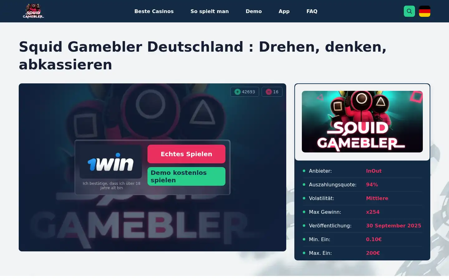 Screenshot of squid-gamebler.de
