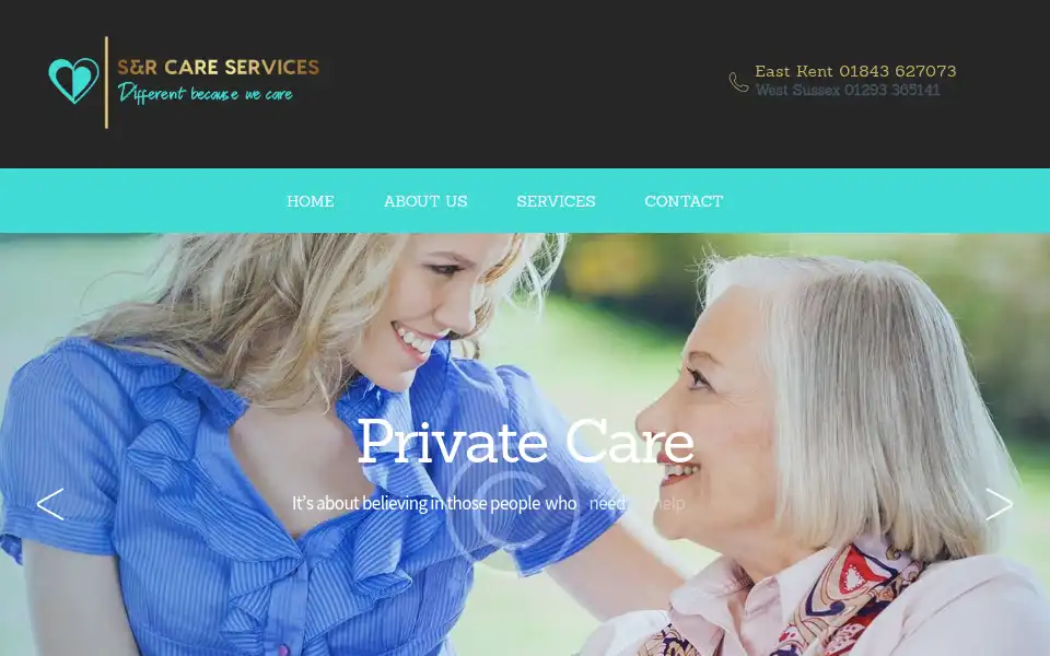 Screenshot of sr-careservices.co.uk