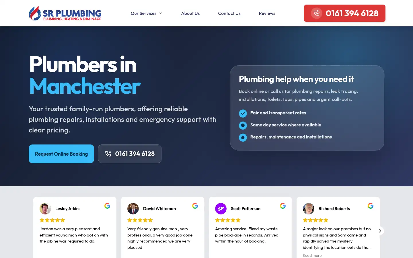 Screenshot of sr-plumbing.co.uk